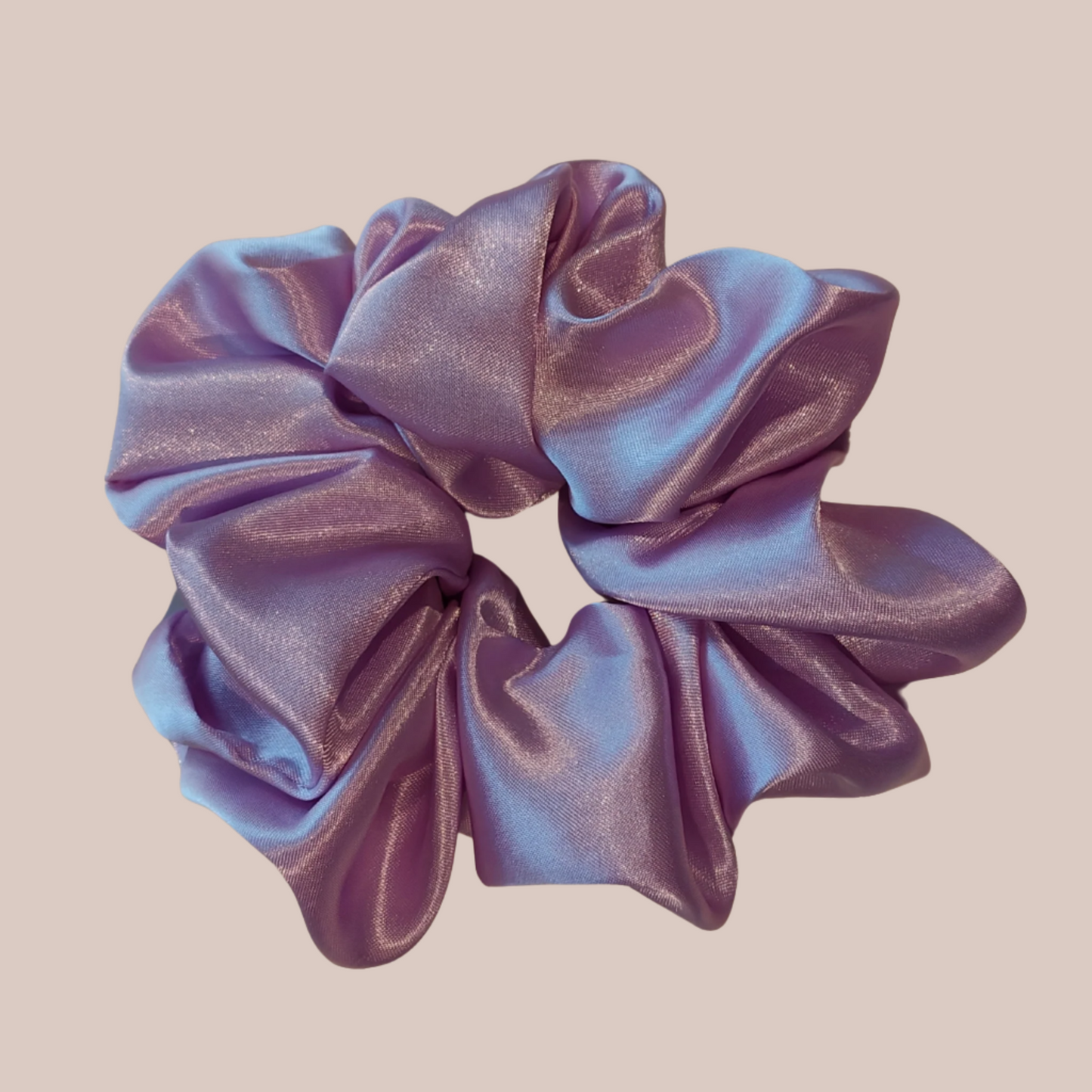 A photo of Amirah, the Lavender Satin Scrunchie